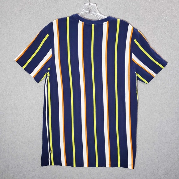 Huf Men Shirt M Blue Striped Logo Embroidered Short Sleeve Crew Neck - Picture 5 of 8